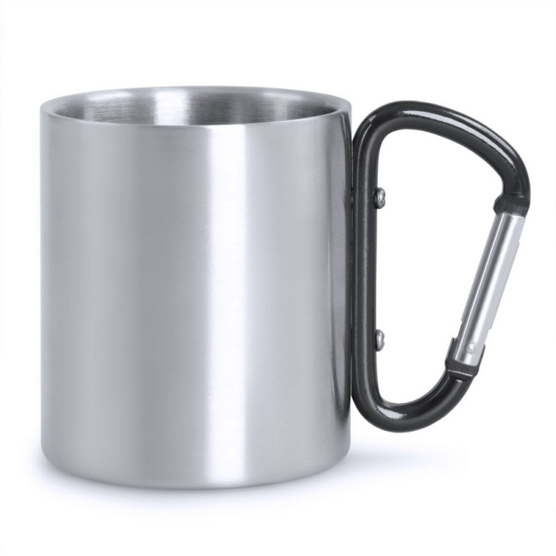 Metalowy kubek 210 ml z karabińczykiem